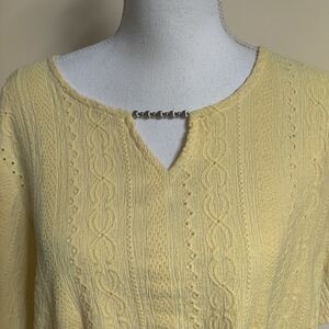 Alfred Dunner Yellow V-Neck Sweater